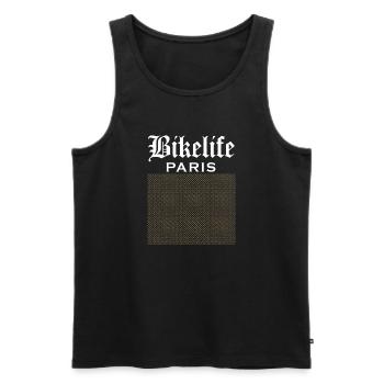 TheRealBikelife Paris Monogramme - Débardeur bio Premium Homme - noir - Devant - Michal (187cm)