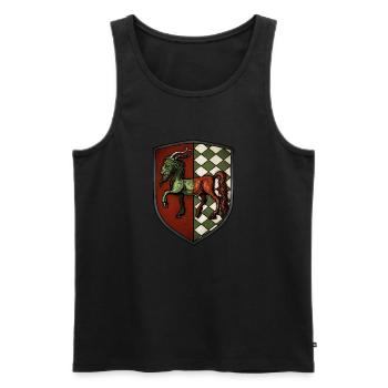 Armoiries : rouge, chimère verte - Débardeur bio Premium Homme - noir - Devant - AI Model Male 178 light (178cm)