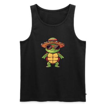 Turtle Comic Funny Sombrero - Men's Premium Organic Tank Top - black - Front - Michal (187cm)