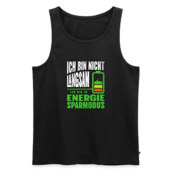 I'm not SLOW, I'm in LOW POWER - Men's Premium Organic Tank Top - black - Front - AI Model Male 178 light (178cm)