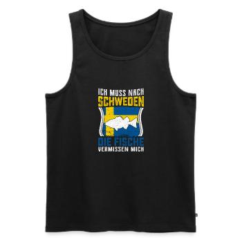 Ich muss nach Schweden Fische vermissen mich - Männer Premium Bio Tank Top - Schwarz - Vorne - Michal (187cm)