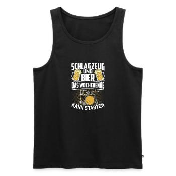 Schlagzeug und Bier das Wochenende kann starten - Männer Premium Bio Tank Top - Schwarz - Vorne - AI Model Male 178 light (178cm)