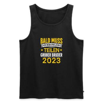 Bald muss ich mein Spielzeug teilen Bruder 2023 - Männer Premium Bio Tank Top - Schwarz - Vorne - AI Model Male 178 light (178cm)
