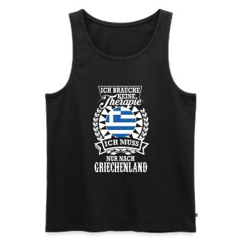 Griechenland statt Therapie – Dein Traumziel - Männer Premium Bio Tank Top - Schwarz - Vorne - Michal (187cm)