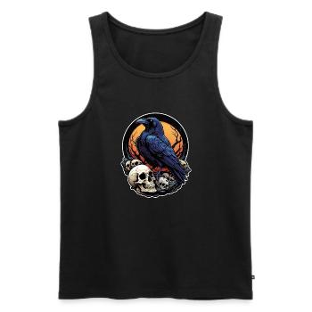 Big raven sitting on sculls in the moonlight - Men's Premium Organic Tank Top - black - Front - Michal (187cm)