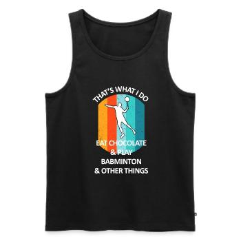 Badminton Badminton Badminton Player Chocolate - Men's Premium Organic Tank Top - black - Front - Michal (187cm)
