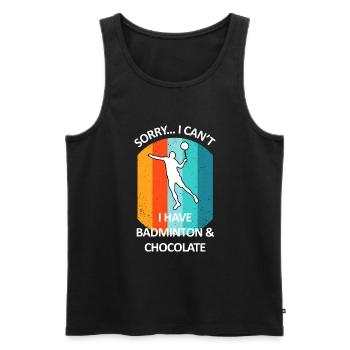 Badminton Badminton Badminton Player Chocolate - Men's Premium Organic Tank Top - black - Front - Michal (187cm)