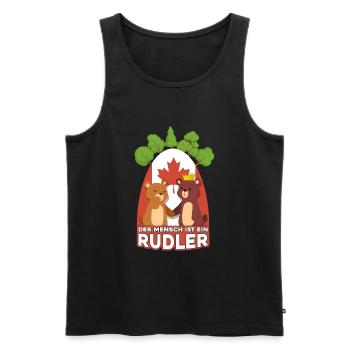 Der Mensch ist ein Rudler -Canada Survival Spaß - Männer Premium Bio Tank Top - Schwarz - Vorne - Michal (187cm)