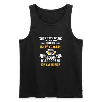 Ne dérange pas tonton bière pêche t-shirt drôle - Débardeur bio Premium Homme - noir - Devant - Michal (187cm)