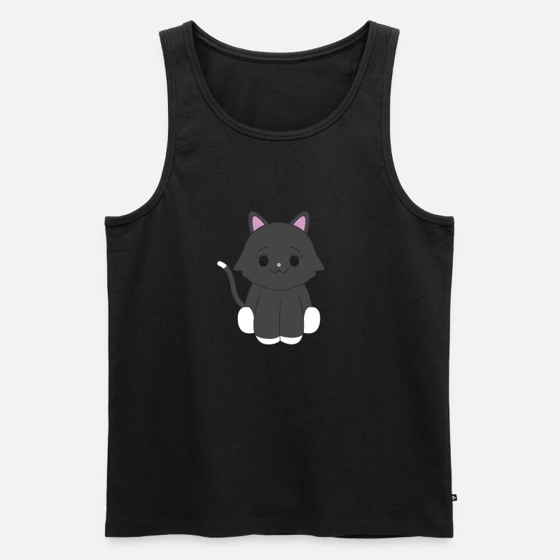 Schwarze Katze - Männer Premium Bio Tank Top - Schwarz