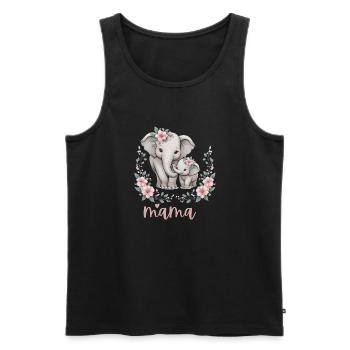 Mama Heart Floral Wreath Elephant Baby Shower - Männer Premium Bio Tank Top - Schwarz - Vorne - Michal (187cm)