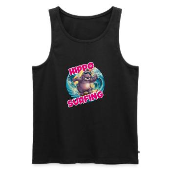 Hippo surfing lustiges cooles stylisches Hippo - Männer Premium Bio Tank Top - Schwarz - Vorne - AI Model Male 178 light (178cm)