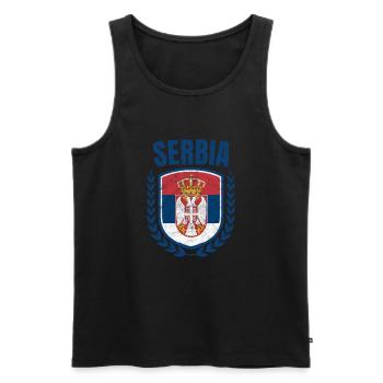 Serbia - Men's Premium Organic Tank Top - black - Front - Michal (187cm)