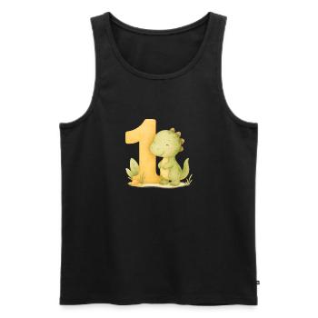 dino birthday / Geburtstag - Männer Premium Bio Tank Top - Schwarz - Vorne - Michal (187cm)