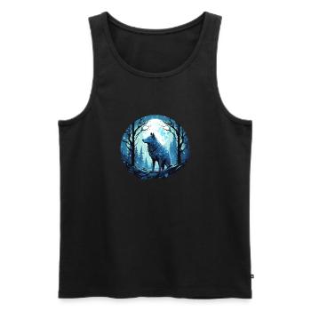 einsamer Wolf bei Vollmond - Männer Premium Bio Tank Top - Schwarz - Vorne - AI Model Male 178 light (178cm)