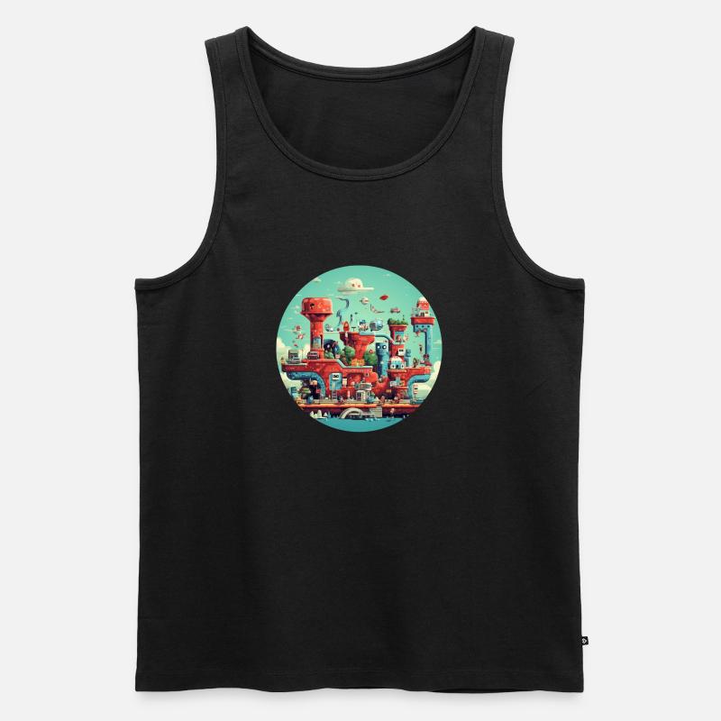 Nostalgisches Retro Videospiel - Männer Premium Bio Tank Top - Schwarz