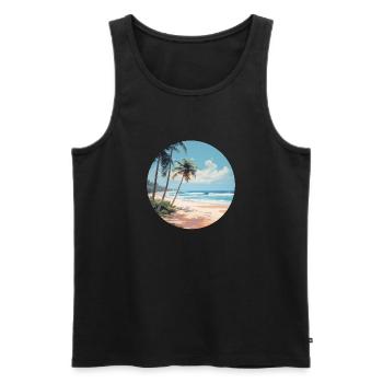 Discover the sunny side of the beach feeling - Men's Premium Organic Tank Top - black - Front - AI Model Male 178 light (178cm)
