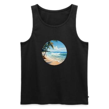 Aventures amusantes à la plage - votre chemise de vacances d’été - Débardeur bio Premium Homme - noir - Devant - Michal (187cm)