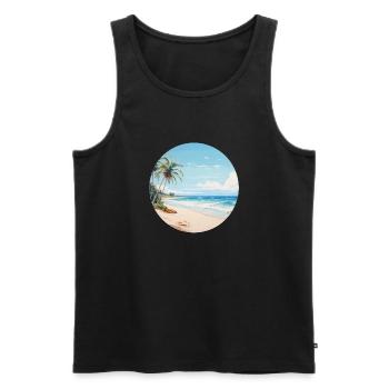 Tropical beach vibes - for every sun worshipper - Men's Premium Organic Tank Top - black - Front - AI Model Male 178 light (178cm)