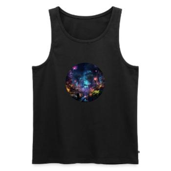Neon Lights im Dschungel: Entdecke den Dschungle - Männer Premium Bio Tank Top - Schwarz - Vorne - AI Model Male 178 light (178cm)
