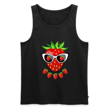 22 Doux lunettes de soleil à la fraise - Débardeur bio Premium Homme - noir - Devant - AI Model Male 178 light (178cm)