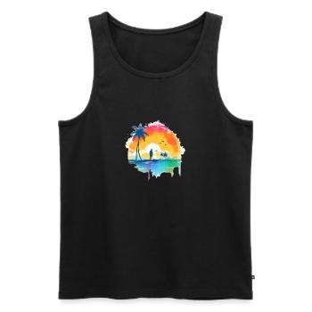 Beach Sunset - Men's Premium Organic Tank Top - black - Front - AI Model Male 178 light (178cm)