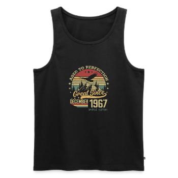 57 years old Aged to perfection born: December 1967 - Men's Premium Organic Tank Top - black - Front - AI Model Male 178 light (178cm)