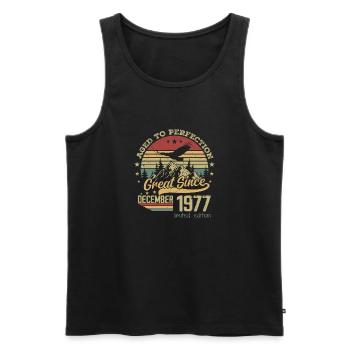 47 years old Aged to Perfection born: December 1977 - Men's Premium Organic Tank Top - black - Front - AI Model Male 178 light (178cm)
