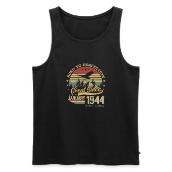 80 years Old Aged to Perfection born: January 1944 - Men's Premium Organic Tank Top - black - Front - Michal (187cm)