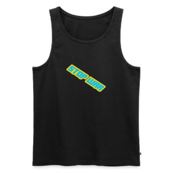 Stopp den Krieg - Männer Premium Bio Tank Top - Schwarz - Vorne - AI Model Male 178 light (178cm)