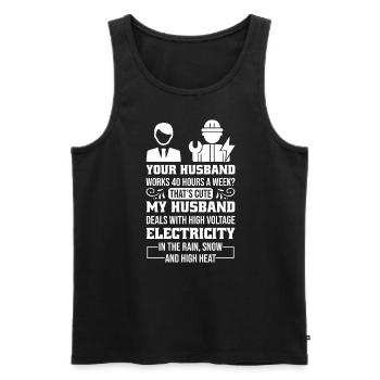 Wife of a high-voltage electrician - Men's Premium Organic Tank Top - black - Front - Michal (187cm)