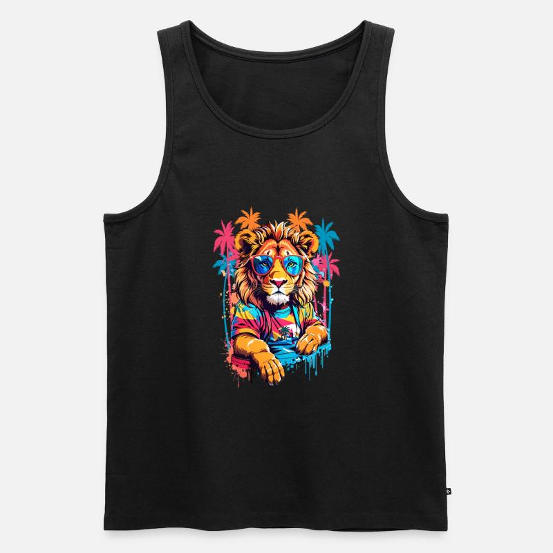 Coole Löwe - Männer Premium Bio Tank Top - Schwarz