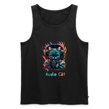 Audio Cat - Männer Premium Bio Tank Top - Schwarz - Vorne - Michal (187cm)