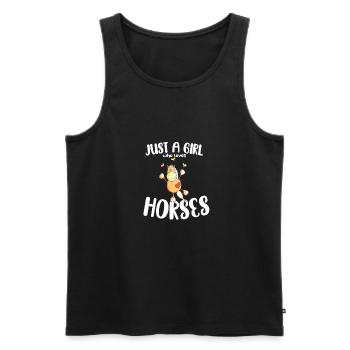 Just A Girl Who Loves Horses Pferde Spruch - Männer Premium Bio Tank Top - Schwarz - Vorne - AI Model Male 178 light (178cm)