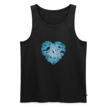 Ich liebe Tauchen, Herz, Taucher, Hai - Männer Premium Bio Tank Top - Schwarz - Vorne - AI Model Male 178 light (178cm)