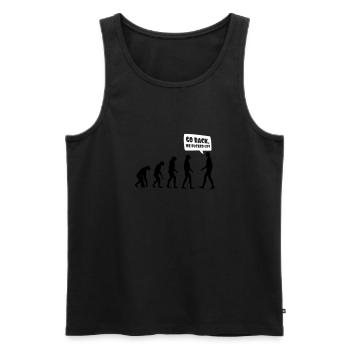 Evolution fucked up - Evolution verkackt - Débardeur bio Premium Homme - noir - Devant - AI Model Male 178 light (178cm)