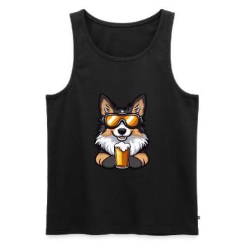 Border Collie Hund Apres Ski Bier Comic - Männer Premium Bio Tank Top - Schwarz - Vorne - Michal (187cm)