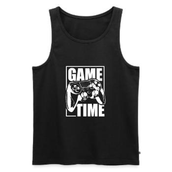Trendy Gamer Shirt "Game Time" gambler - Men's Premium Organic Tank Top - black - Front - AI Model Male 178 light (178cm)