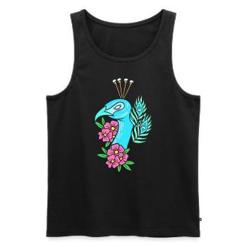 Beau gardien de zoo de paon - Débardeur bio Premium Homme - noir - Devant - AI Model Male 178 light (178cm)