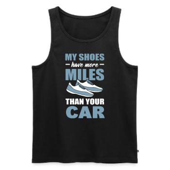 Mes chaussures ont plus de kilomètres que votre marathon automobile - Débardeur bio Premium Homme - noir - Devant - Michal (187cm)