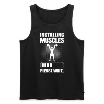 Installing Muscles Please Wait Bodybuilder - Männer Premium Bio Tank Top - Schwarz - Vorne - AI Model Male 178 light (178cm)