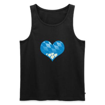 Bayern Herz mit Edelweiß - Männer Premium Bio Tank Top - Schwarz - Vorne - Michal (187cm)