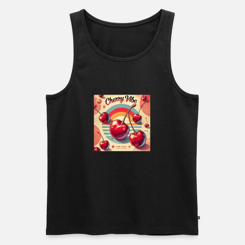 Süße Kirsch-Vibes – Nostalgisch & Verspielt - Männer Premium Bio Tank Top - Schwarz