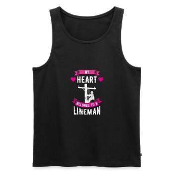 Mon cœur appartient à un cadeau de lineman line worker - Débardeur bio Premium Homme - noir - Devant - Michal (187cm)
