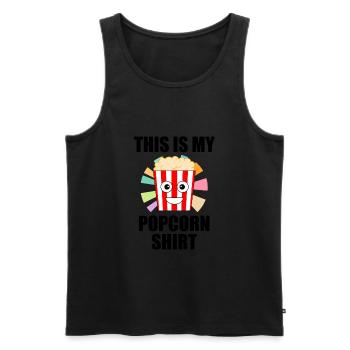 Popcorn Chef Ironic Saying Manger du maïs - Débardeur bio Premium Homme - noir - Devant - AI Model Male 178 light (178cm)