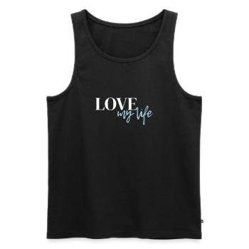 Love my life - la devise des gens heureux - Débardeur bio Premium Homme - noir - Devant - Michal (187cm)