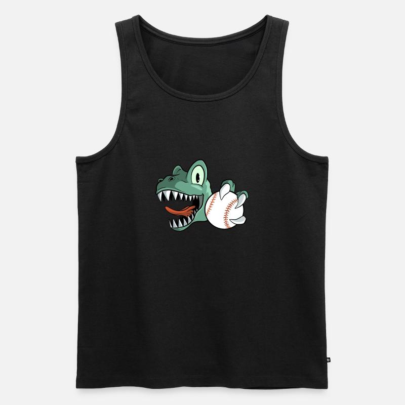 T-Rex Dinosaurier Baseball - Männer Premium Bio Tank Top - Schwarz