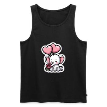 Cute baby elephant with heart balloon elephant mom - Men's Premium Organic Tank Top - black - Front - AI Model Male 178 light (178cm)