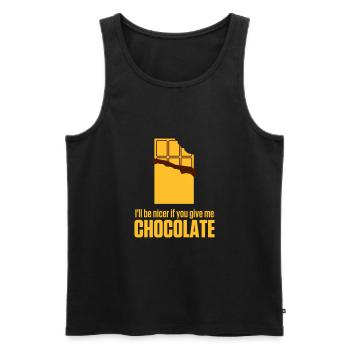Gebt mir Schokolade. Dann bin ich auch freundlich! - Männer Premium Bio Tank Top - Schwarz - Vorne - AI Model Male 178 light (178cm)