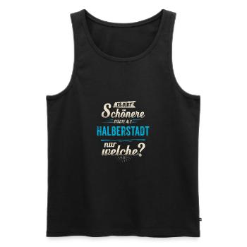 Heimat Stadt - Halberstadt - blau retro - - Männer Premium Bio Tank Top - Schwarz - Vorne - Michal (187cm)